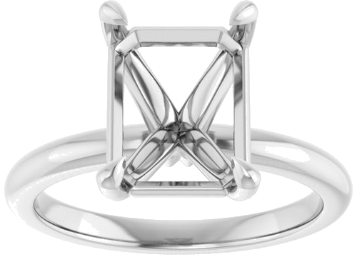 14K White 10x8 mm Emerald Solitaire Engagement Ring Mounting (3)