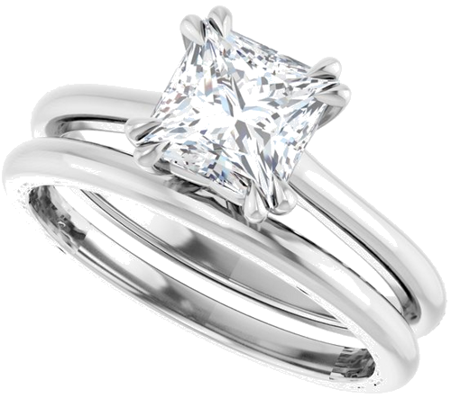 Sužadėtuvių Žiedas „Double Claw-Prong“ 14k white gold Square 6mm (10)