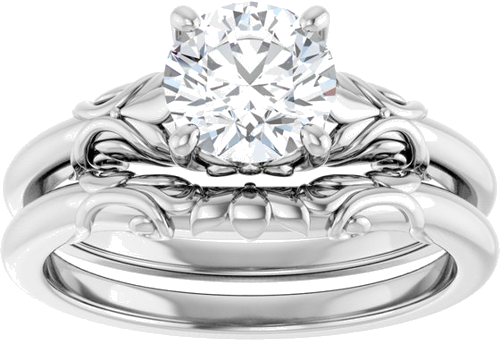 Sužadėtuvių Žiedas „Solitaire“ 14k white gold Round 6.5mm (8)