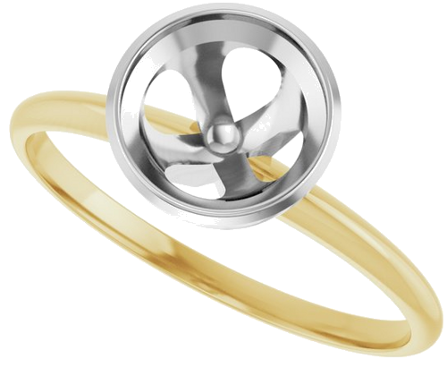 14K Yellow White 7 mm Round Solitaire Engagement Ring Mounting (5)