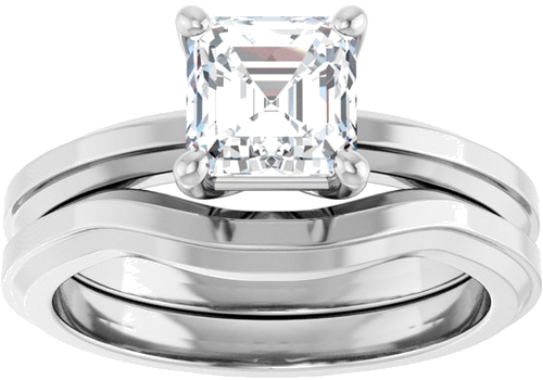 Sužadėtuvių Žiedas „Solitaire“ 14k white gold Asscher 6mm (8)