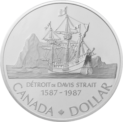 1 Dollar Davis Strait 1987 Canada Silver Coin (1)