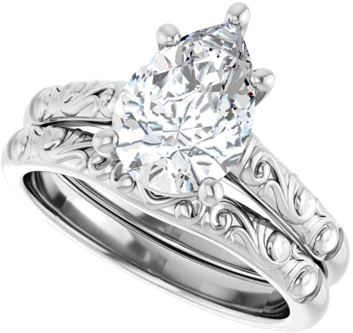 Sužadėtuvių Žiedas „Solitaire“ 14k white gold Pear 10mm x 7mm (10)