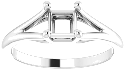 14K White 4.5 mm Square 4-Prong Cathedral Split Shank Engagement Ring Mounting (3)