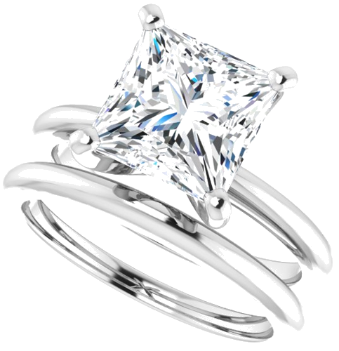 Sužadėtuvių Žiedas „Solitaire“ 585 Baltojo Aukso Square 8mm (10)