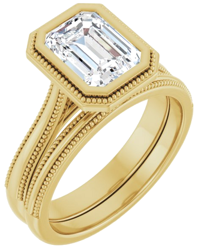 14K Yellow 8x6 mm Emerald Solitaire Engagement Ring Mounting (6)