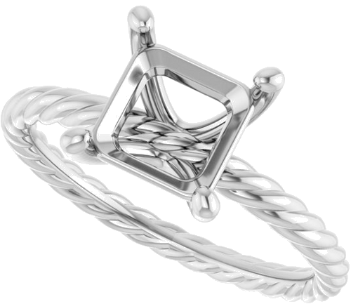 Sužadėtuvių Žiedas „Solitaire Rope“ 18k white gold Square 6.5mm (5)