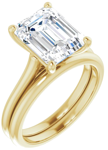 Sužadėtuvių Žiedas „Solitaire“ 585 Geltonojo Aukso Emerald 10mm x 8mm (6)