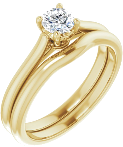 Sužadėtuvių Žiedas „Solitaire“ 10k yellow gold Round 4.4mm (6)