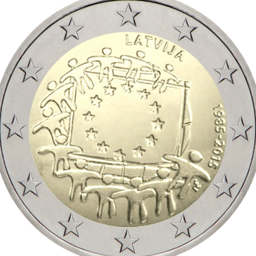 2015 Latvija Europos vėliava 2 eurų moneta (2)