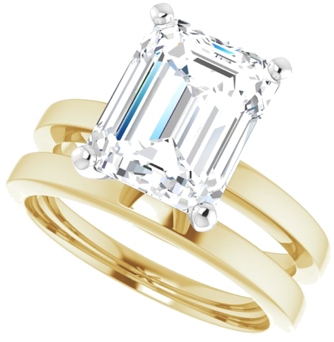 14K Yellow White 10x8 mm Emerald Solitaire Engagement Ring Mounting (10)