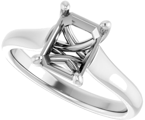 14K White 8x6 mm Emerald Solitaire Engagement Ring Mounting (5)