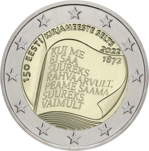 2022 Estonia Literature Society 2 euro BU coin (2)