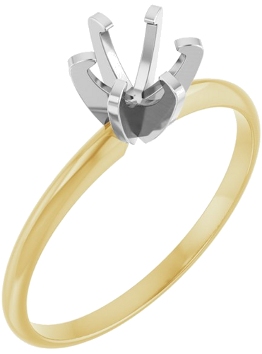 14K Yellow White 5.4-5.7 mm Round 6-Prong Solitaire Engagement Ring Mounting (1)