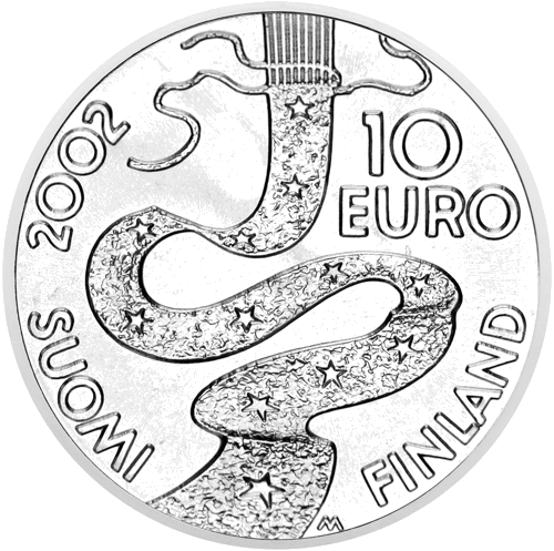 2002. gads Elijasa Lēnnrota dzimšanas gadadiena Somija 10 eiro sudraba monēta (2)