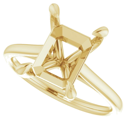 14K Yellow  10x8 mm Emerald Solitaire Engagement Ring Mounting (5)