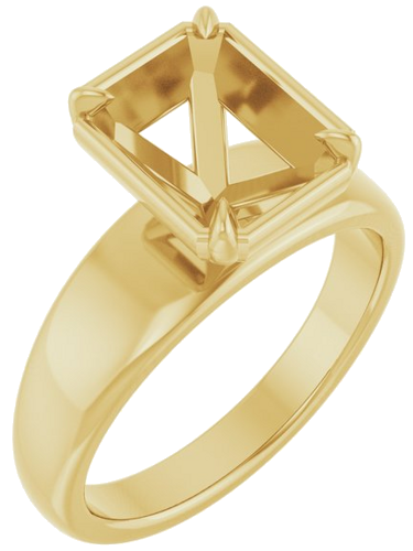 Sužadėtuvių Žiedas „Claw-Prong Solitaire Bezel-Style“ 14k yellow gold Emerald 9mm x 7mm (1)
