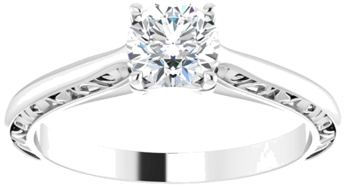 Sužadėtuvių Žiedas „Solitaire Sculptural“ 14k white gold Round 5.2mm (8)