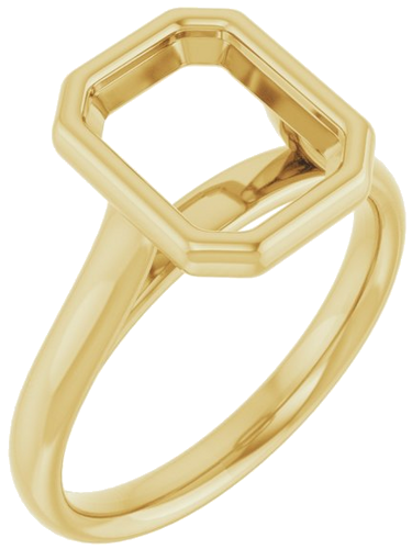 Sužadėtuvių Žiedas „Bezel-Set Solitaire“ 417 Geltonojo Aukso Emerald 9mm x 7mm (1)