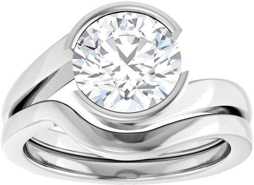 Sužadėtuvių Žiedas „Half-Bezel Solitaire“ 14k white gold Round 8.2mm (8)