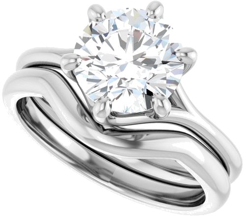 14K White 8 mm Round Engagement Ring Mounting (10)