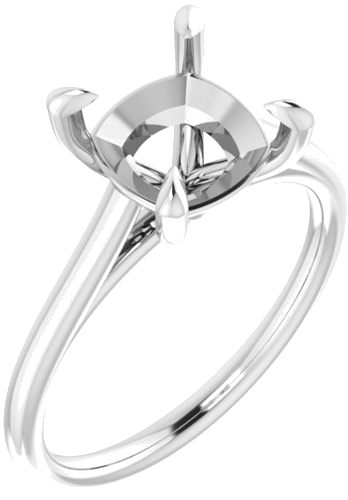 14K White  8 mm Cushion Solitaire Engagement Ring Mounting (1)