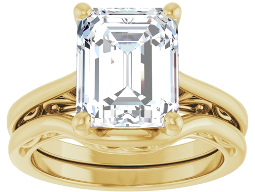 14K Yellow 10x8 mm Emerald Solitaire Engagement Ring Mounting (8)