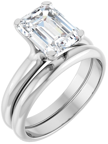 Sužadėtuvių Žiedas „Solitaire“ 14k white gold Emerald 9mm x 7mm (6)