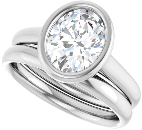Sužadėtuvių Žiedas „Bezel-Set Solitaire“ 14k white gold Oval 9mm x 7mm (10)