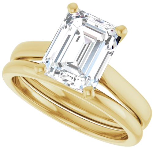 Sužadėtuvių Žiedas „Solitaire“ 417 Geltonojo Aukso Emerald 9mm x 7mm (10)