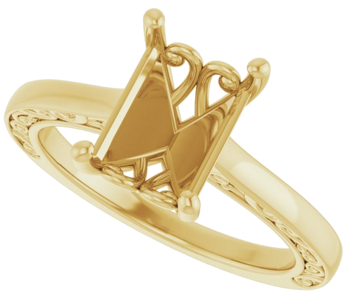 Sužadėtuvių Žiedas „Solitaire“ 585 Geltonojo Aukso Emerald 9mm x 7mm (5)