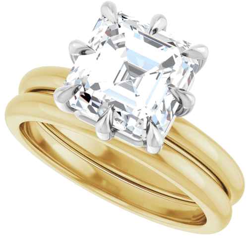 Sužadėtuvių Žiedas „Claw-Prong“ 18k yellow/white gold Asscher 8mm (10)
