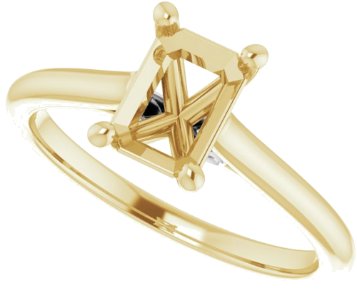 14K Yellow   White  7x5 mm Emerald Solitaire Engagement Ring Mounting (5)