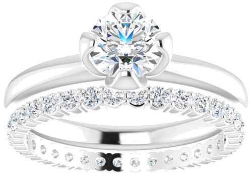 Sužadėtuvių Žiedas „Solitaire“ 14k white gold Round 6.5mm (8)