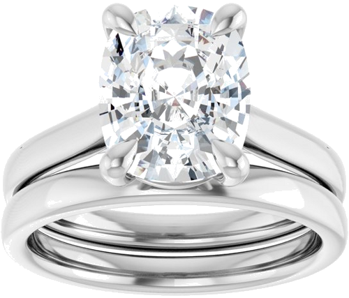 Sužadėtuvių Žiedas „Claw-Prong Solitaire“ 14k white gold Elongated Cushion 10mm x 8mm (8)