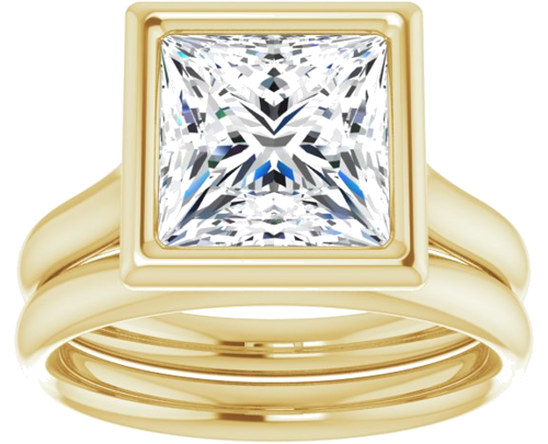 Sužadėtuvių Žiedas „Bezel-Set Solitaire“ 14k yellow gold Square 8mm (8)