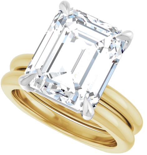 Sužadėtuvių Žiedas „Claw-Prong Euro Shank“ 14k yellow/white gold Emerald 12mm x 10mm (10)