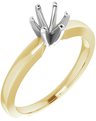 14K Yellow White 5.2 mm Round Solitaire Engagement Ring Mounting (1)