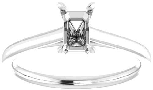 14K White  6x4 mm Emerald Solitaire Engagement Ring Mounting (3)