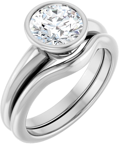 Sužadėtuvių Žiedas „Bezel-Set Solitaire“ 14k white gold Round 7.4mm (6)
