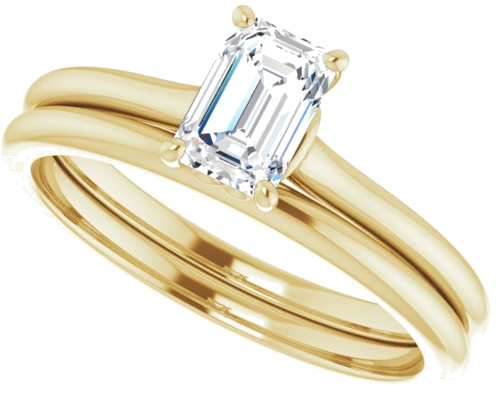 Sužadėtuvių Žiedas „Solitaire“ 14k yellow gold Emerald 6mm x 4mm (10)