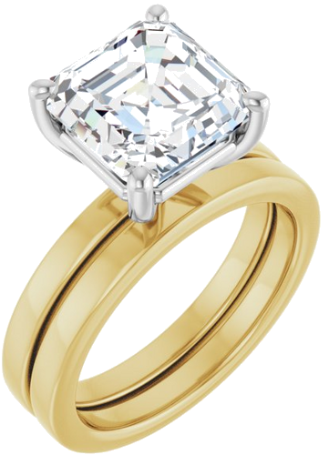 Sužadėtuvių Žiedas „Solitaire“ 14k yellow/white gold Asscher 9mm (6)