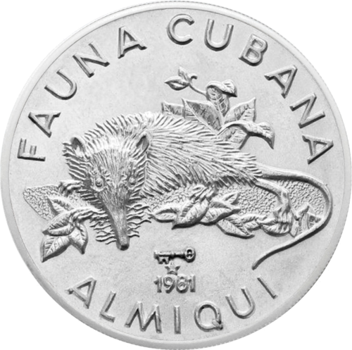 5 Pesos Solenodon 1981 Cuba Silver Coin (1)