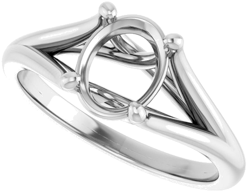 14K White 8x6 mm Oval Solitaire Engagement Ring Mounting (5)