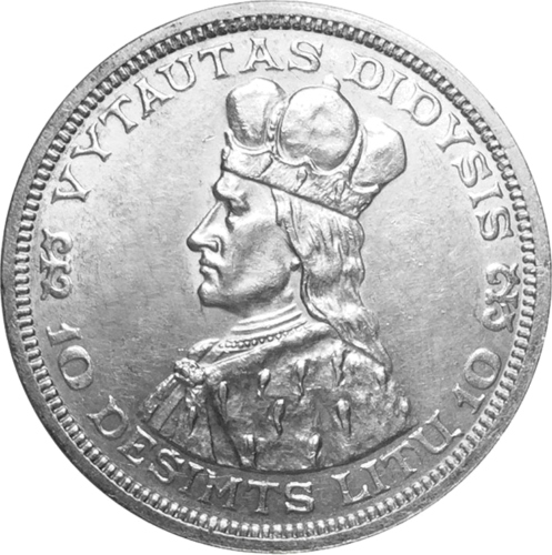 1936 Lithuania Vytautas the Great 10 litas silver coin (1)