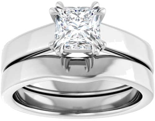 Platinum 5.5x5.5 mm Square Engagement Ring Mounting (6)