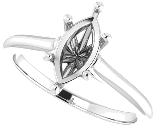 Sužadėtuvių Žiedas „Solitaire“ 585 Baltojo Aukso Marquise 10mm x 5mm (5)