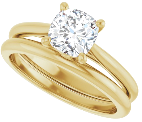 Sužadėtuvių Žiedas „Solitaire“ 585 Geltonojo Aukso Cushion 6mm (10)