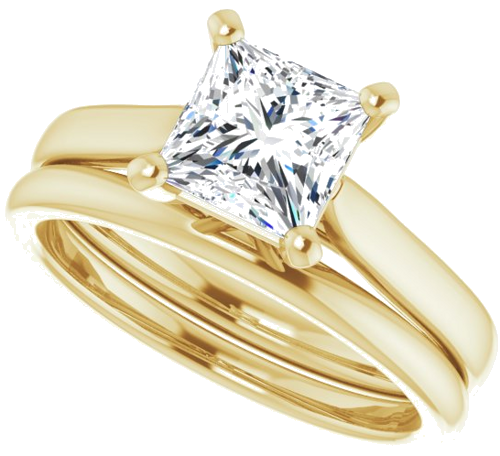 Sužadėtuvių Žiedas „Solitaire“ 585 Geltonojo Aukso Square 6mm (10)