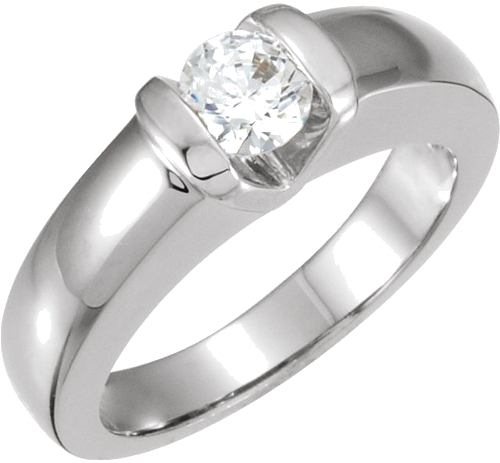 Sužadėtuvių Žiedas „Bar-Set Solitaire“ 14k white gold Round 5.2mm (1)